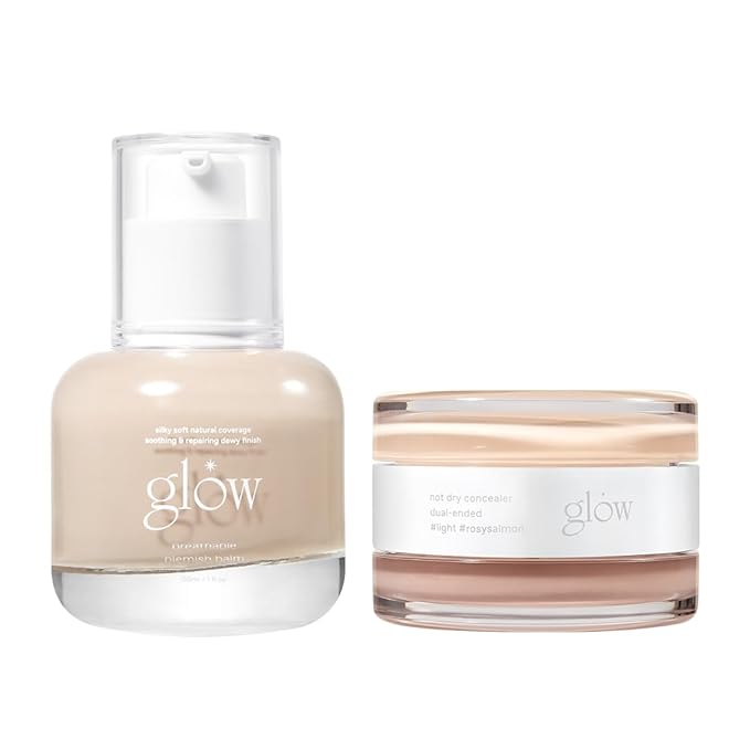 glow breathable blemish balm #one & not dry concealer #light #rosysalmon set | medium-coverage bb cream & tinted moisturizer | covers under-eye circles & blemishes | 1 fl oz x 0.4 0z