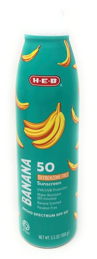 HEB Sunscreen Spray SPF 50 Broad Spectrum 5.5oz Banana Aerosol
