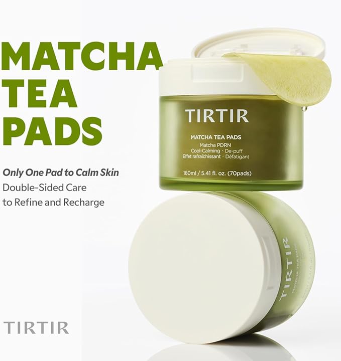 TIRTIR Matcha PDRN Toner Pad | Double-Sided Pad for Refine and Hydration, 10,000ppm Vegan PDRN & 2% Niacinamide, Instant Redness Relief, Daily Calm Soothing Exfoliator, 70 Pads (Pack of 1)