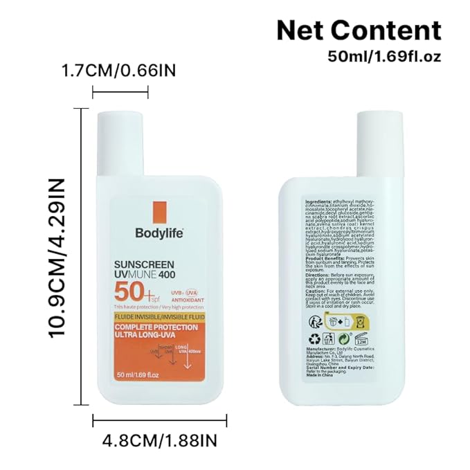 Face Sunscreen SPF 50+, Broad Spectrum SPF + Antioxidants, Titanium Dioxide & Zinc Oxide Sunscreen, For Sun Sensitive Skin, Oxybenzone Free 1.69fl.oz