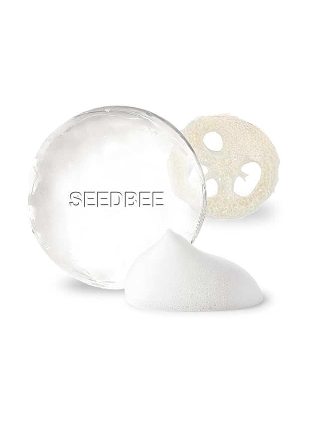 SEEDBEE Dew Face Wash Soap Bar, Moisturizing & Calming Facial Soap, Morning & Night Skincare Routine, Use After Makeup Removal, For Dry & Combination Skin Type, Vegan, Biodegradable, 100g/3.52 oz
