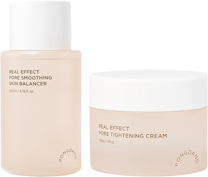 PONGDANG Real Effect Firming Duo for Pore : Pore Smoothing Skin Balancer & Pore Tightening Cream, Pore Minimizer, Hydrating, Peptide, Panthenol, Niacinamide, Korean Skincare
