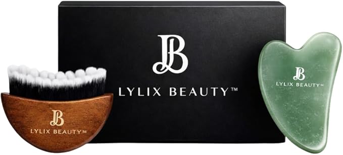 Lymphatic Contour Face Brush & Jade Gua Sha | Lymphatic Drainage Brush for Face & Neck | Dry Brush for Face, Sculpting & Depuffing - Face Lymphatic Drainage Tool for Skin Care