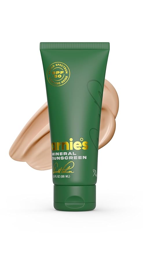 Arnie's Mineral Sunscreen SPF 50 by Arnold Palmer - Lightweight Tinted Formula, 100% Non-Nano Zinc Oxide, Ceramides + Aloe + Hyaluronic Acid, Reef-Safe Fragrance-Free, 3.0 Fl. Oz.