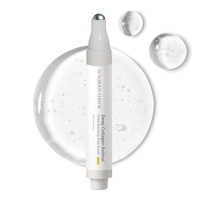 SUNGBOON EDITOR Deep Collagen Retinol Scalp Serum |Roll-On Hair Growth&Thickening Serum |Dry, Itchy Scalp Treatment |Caffeine +Biotin +Rosemary |Korean Hair Care,0.5 fl oz
