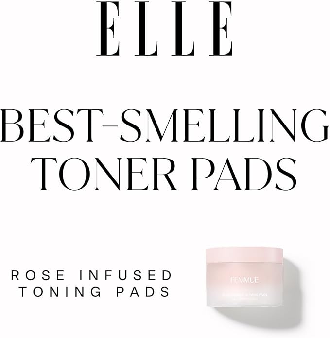 FEMMUE Rose Infused Face Toning Pads (60 Pack) | Daily Exfoliating Toner Cotton Rounds with Rose Water | Korean Skin Care