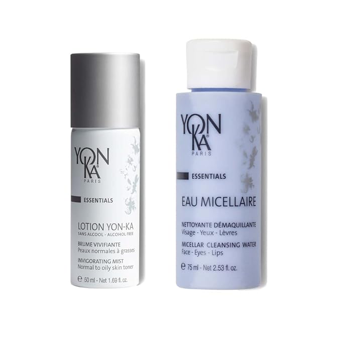 Yon-Ka Lotion PNG Travel Size Toner & Cleansing Micellular Water Set, Gentle Face Makeup Remover and Wash with Rose and Chamomile to Hydrate, Toner for Normal and Oily Skin