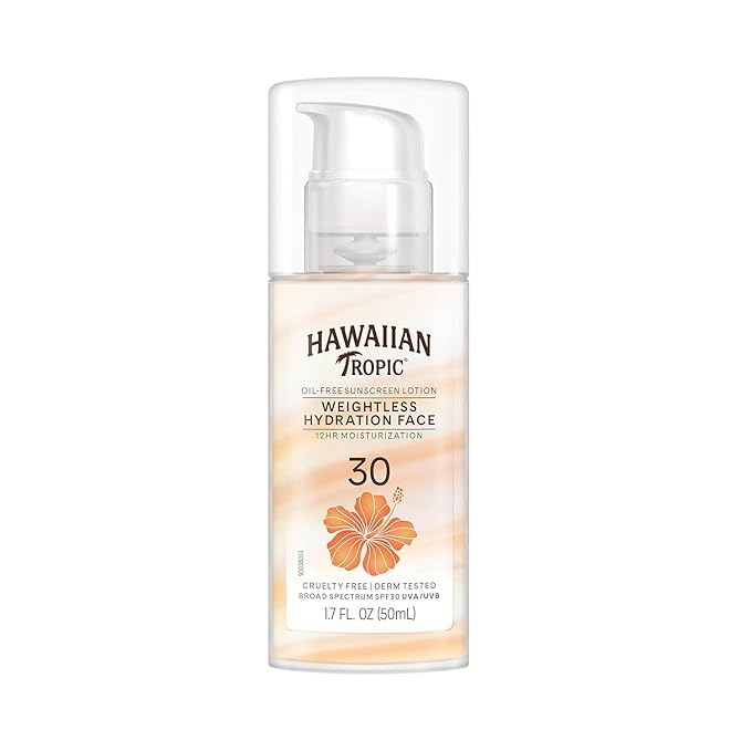 Hawaiian Tropic Everyday Active Lotion Sunscreen SPF 50, 8oz & Weightless Hydration Face Sunscreen SPF 30, 1.7oz Bundle