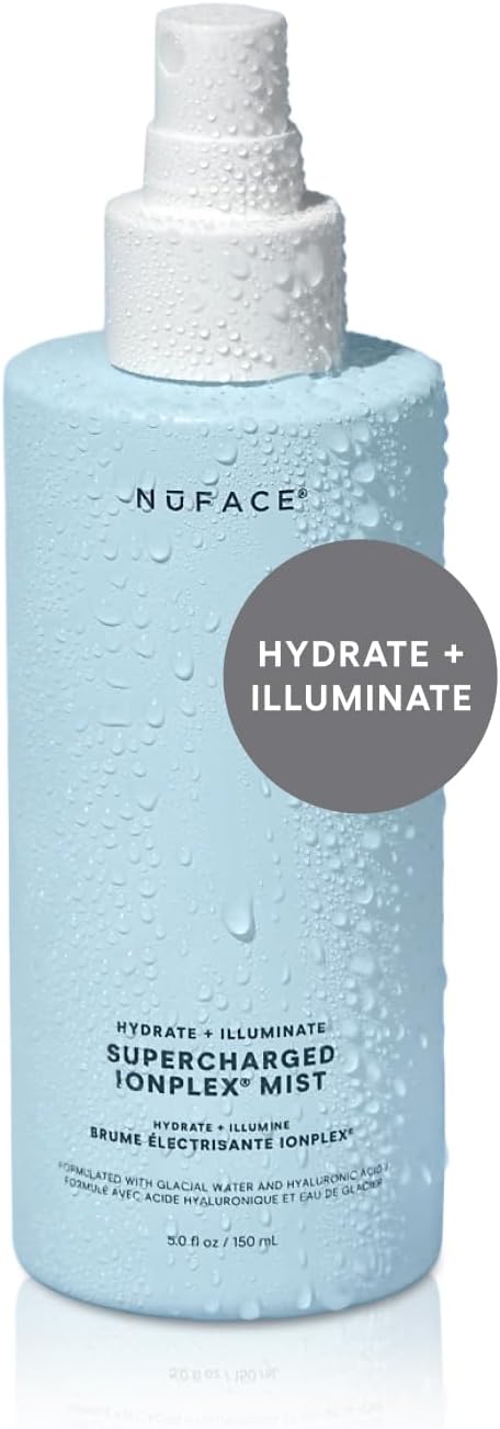 NuFACE Supercharged IonPlex Facial Mist - 3-in-1 Ultra-Fine Hydrating Face Mist & Pore Minimizer with Hyaluronic Acid + IonPlex Technology to Lock in Moisture and Enhance Microcurrent Treatment (5 oz)
