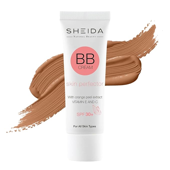 Sheida BB Cream with SPF 30+, Hydrating Daily Tinted Day Cream, Natural Finish, Buildable Light Coverage, 24h Moisture, Vitamin C & E for Even Skin Tone and Radiant Look – 50 ml (Medium)