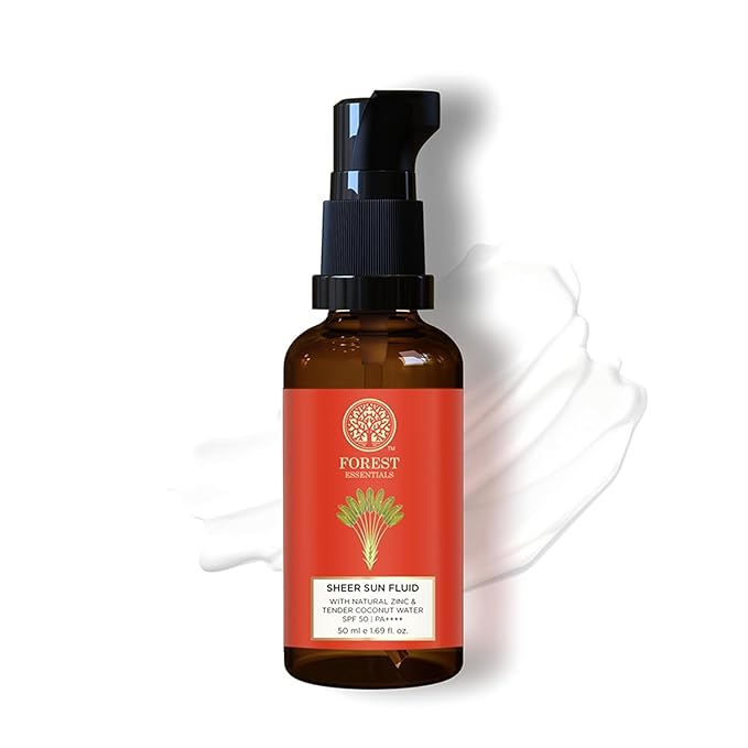 Forest-Eseential's Sun Fluid SPF 50 Sunscreen, Coconut Water with Turmeric and Basil, Non-sticky, No White Cast, 50 ml