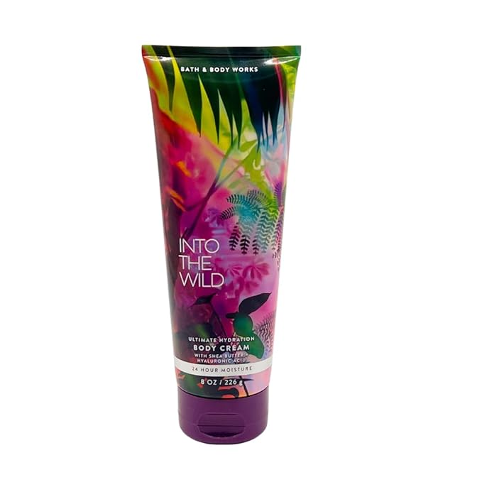 Bath & Body Works INTO THE WILD Fine Fragrance Mist, Ultimate Hydration Body Cream & Body Wash 3-piece Gift Set with a Blue Bow for Holidays – Full Size