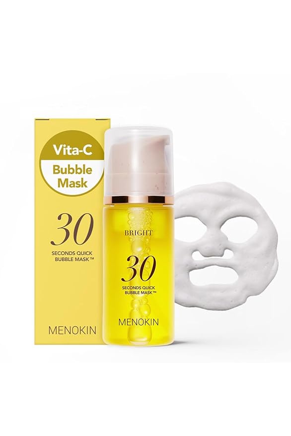 MENOKIN 30 Seconds Quick Bubble Mask [BRIGHT] - [Vitamin C] [Glutathione & Niacinamide] in Micro-bubbles for Dark Spots, Uneven Skin Tone, Korean Skin Care Essential, 70 Uses, 3.21 fl.oz