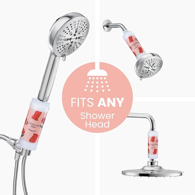 Vitamin C Shower Filter with Aromatherapy, Soften Hard Water, Chlorine & Flouride Removal, Skin & Hair Care, Easy Installation,Universal Fit, Eco-Friendly, Made in Korea (Fire Rose)