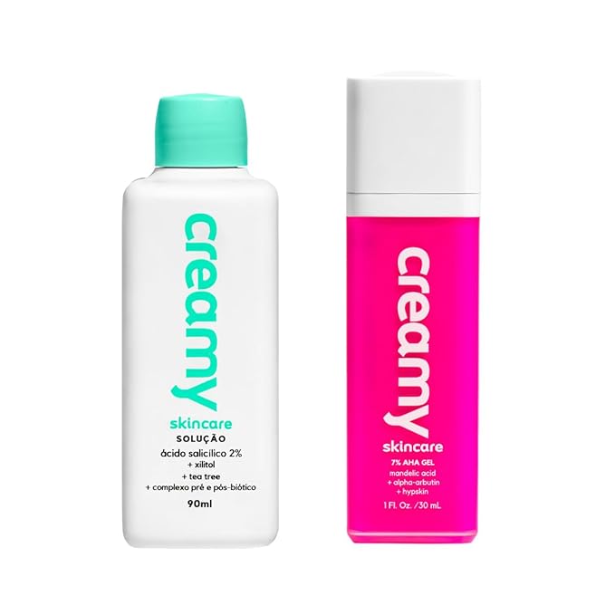 CREAMY Duo Advanced Acne Treatment | Salicylic Acid Toner + Blemish Control 7% Mandelic Gel | Anti-Acne Solution for Clear Skin | Effectively unclogs pores | Acne and Dark Spot Remover for Face.