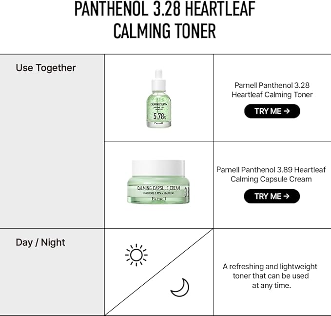 Parnell Panthenol 3.28% Heartleaf Calming Toner (6.76 Fl Oz / 200ml) | Korean Hydrating Toner with B5, Heartleaf & Centella | Ceramide & Hyaluronic Acid for Soothing Redness