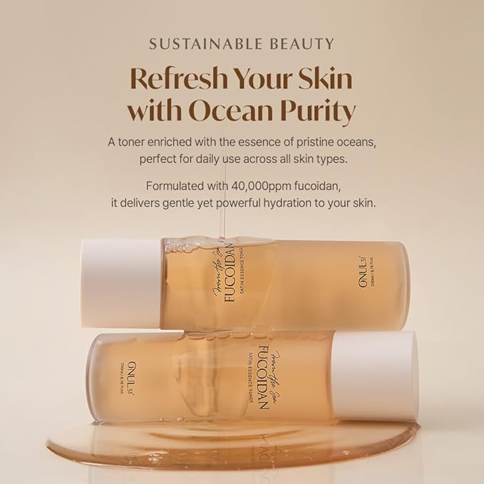 ONUL31 Fucoidan Satin Essence Toner—Korean Facial Toner with 4% Hawaiian Sea Water & Niacinamide, Alcohol Free, Hydrating, Soothing, Gentle 6.76fl.oz.