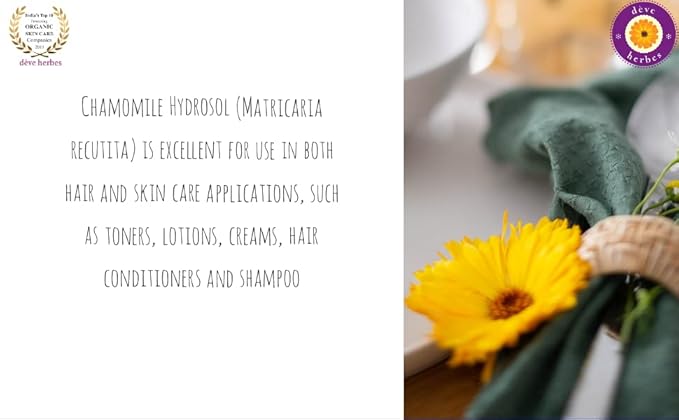 Deve Herbes Pure Chamomile Floral Water (Hydrosol) (Matricaria recutica) for Skin and Hair - 100ml (3.38 oz)