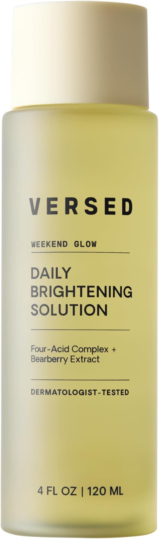 Versed Weekend Glow Daily Brightening AHA Liquid – Gentle Exfoliating Toner with Vitamin C and Botanicals – Helps Visibly Improve Skin Clarity and Tone (Weekend Glow - 4 Fl Oz (Pack of 1))