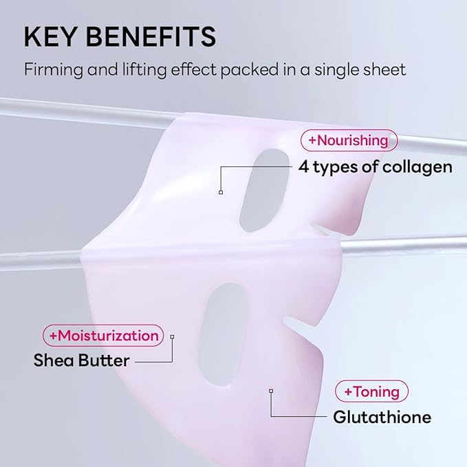 Mediheal Hyper Collagen - Collagen Real Deep Mask, Overnight Firming & Hydrating Gel Mask, Pore Appearance Refining, Plumping & Elasticity Care, Korean Skincare (4ea)