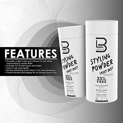 L3 - Level 3 Light Hold Styling Powder - Natural Matte Hairstyle - Texturizing and Volumizing (2 Pack)