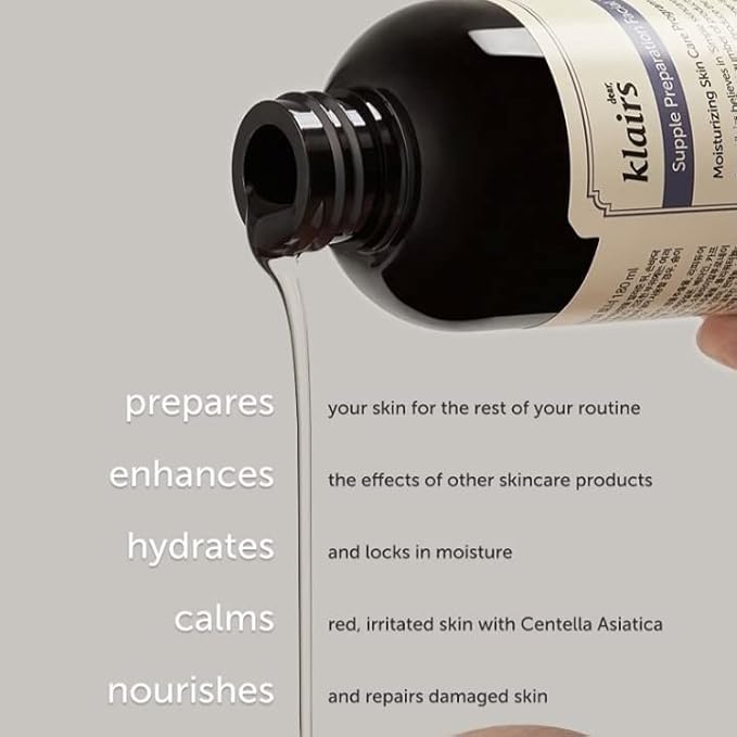 DearKlairs Supple Preparation Facial Toner- Balace pH Level, Deep Moisturizer, Korean Skin Care, Hydrating, Vegan Friendly 6.08 Fl Oz