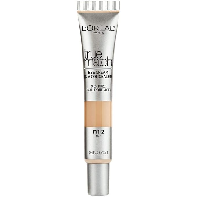 L'Oreal Paris True Match Eye Cream in a Concealer, 0.5% hyaluronic acid, Fair N1-2, 0.4 fl. oz.