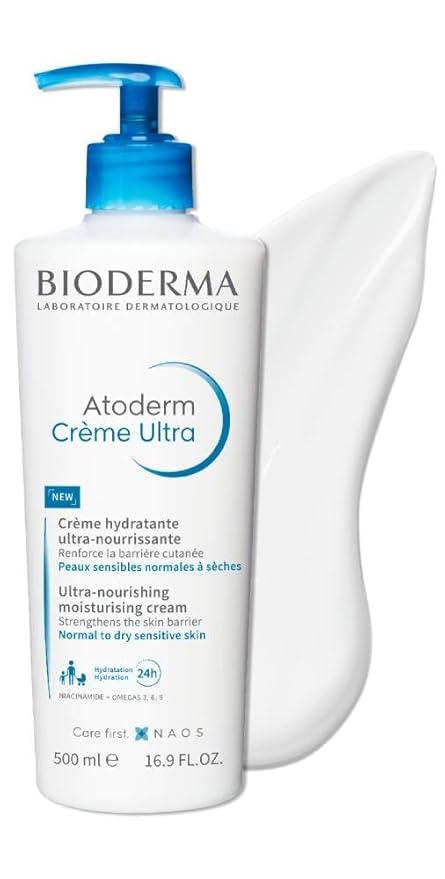 Bioderma Atoderm Ultra Cream Duo Pack,Hydrating Body Moisturizer for Normal to Dry Sensitive Skin 16.9 Fl Oz,(Pack of 4)