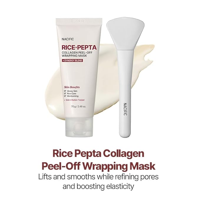 NACIFIC Rice Pepta Collagen Peel-Off Wrapping Mask 2.46oz 70g, Facial Mask Pack, Firming, Elasticity, Pore Minimizing, Glowy Glass Skin, Korean Skincare