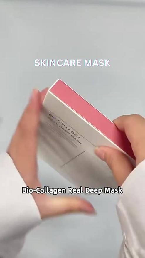 Bio-Collagen Real Deep Face Mask – Korean Hydrating Overnight Hydrogel Mask for Women | Firming, Pore Minimizing & Elasticity Boost | Deep Collagen Facial Sheet for Radiant Glass Skin, 4 Pack