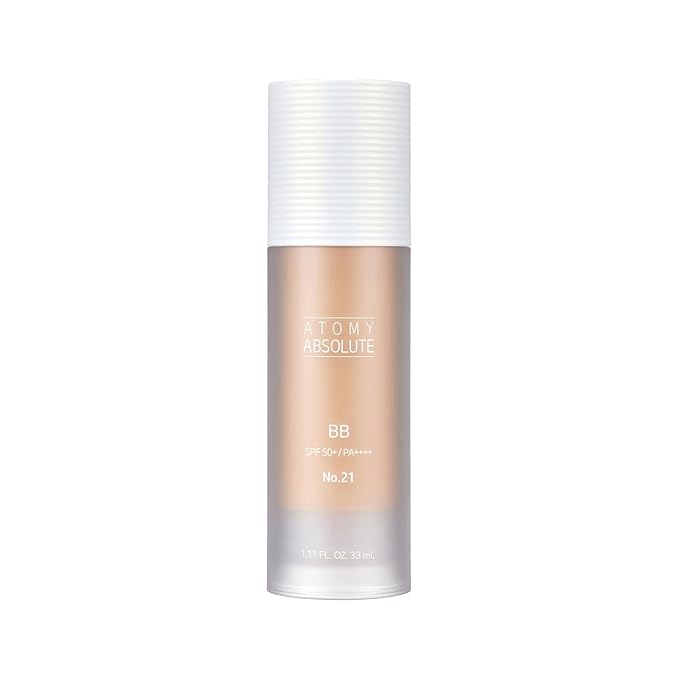 Absolute BB Cream, SPF50+ PA++++, A.T.O.M.Y Natural Tone-Up Finish, 1.11 fl oz (33 mL), Lightweight Daily Base Makeup (1, No. 21)
