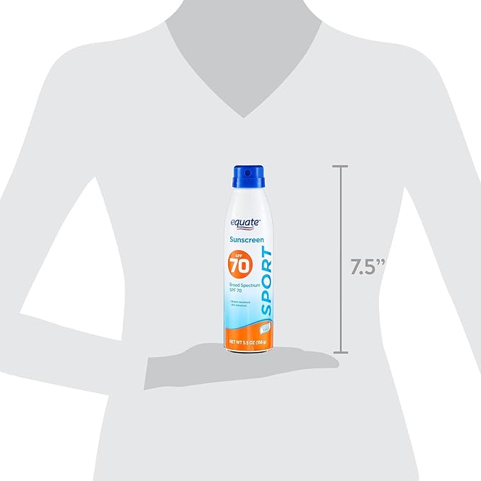 Equate Sunscreen SPF 70- Sport Broad Spectrum Spray (pack of 1), Set By Basket Goods