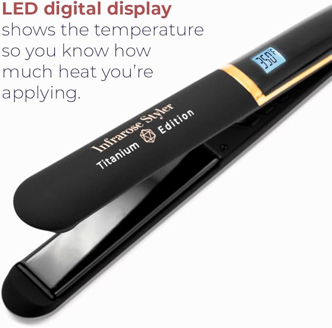 SRI Infrarose Titanium Styler – Professional Flat Iron with Floating Plates to Reduce Pulling – Hair Straightener for Curly, Damaged, Fine Hair, All Hair Types – Durable Design.