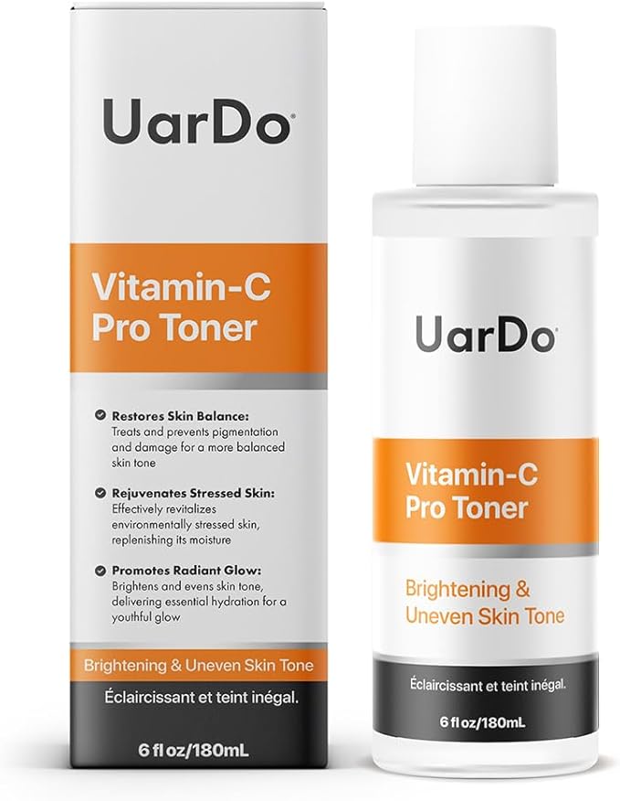 Uardo Vitamin-C Pro Toner 6 Fl Oz | 180ml - usn115 | for All Skin Types & Dull/Uneven Tone | Restore Balance | Moisturizing | Even Skin Tone | for Women and Men