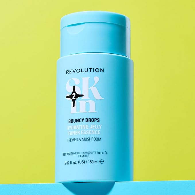 Revolution Skin, Bouncy Drops Tremella Mushroom Hydrating Jelly Toner Essence, Facial Toner with Vitamin B5, Vegan & Cruelty-Free, 11.69 fl oz