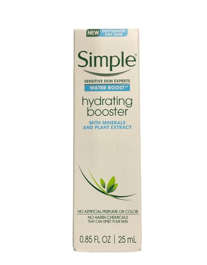 Simple Water Boost Hydrating Booster, Dry Sensitive Skin, 0.85 fl oz (Pack of 2)