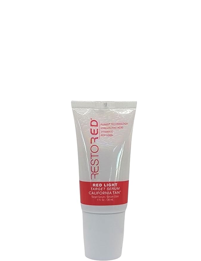Restored Target Serum Red Light Therapy 1 oz Hydrating Anti-Aging Serum with Hyaluronic Acid, Vitamin C, Peptides for Face & Body