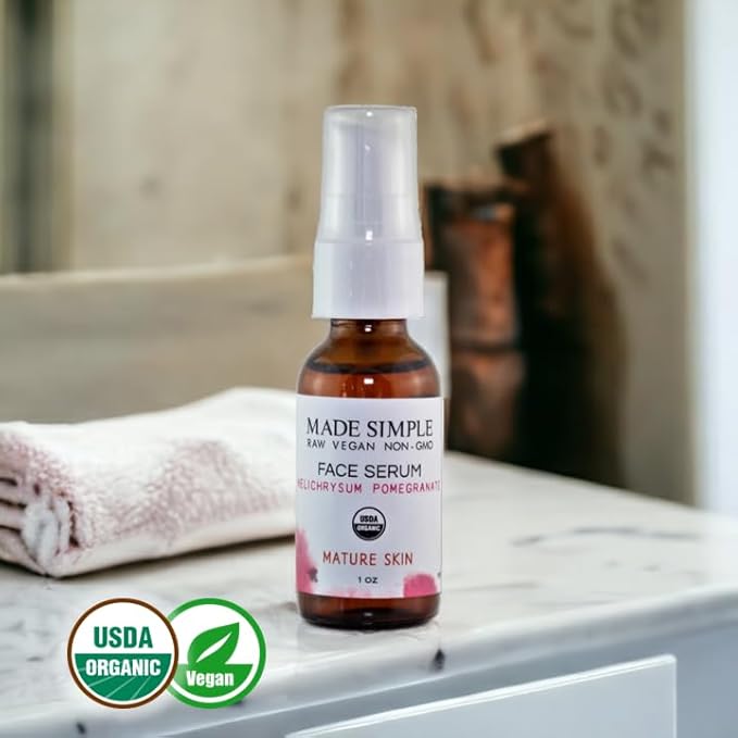 Helichrysum Pomegranate Face Serum - Certified Organic, Vegan, & Cruelty-Free