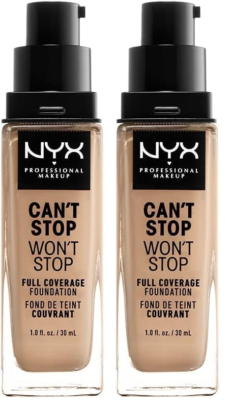 NYX PROFESSIONAL MAKEUP Can't Stop Won't Stop Foundation, 24h Full Coverage Matte Finish - Buff (Pack of 2)