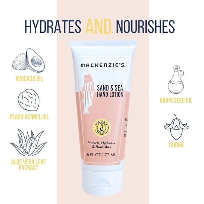 MACKENZIE'S Sand & Sea Lotion 6 oz - Gifts for Fishermen - Gifts for Men - Gifts for Women - Natural - Moisturizing - Hand Lotion - Body Lotion