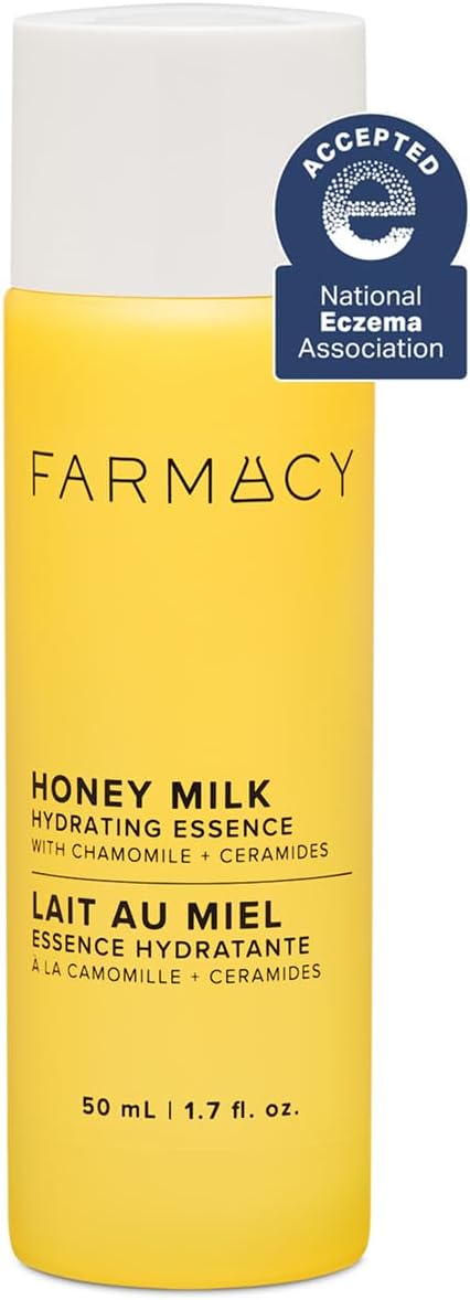 Farmacy Honey Milk Face Essence - Hydrating Milky Toner with Honey, Ceramides + Chamomile - Helps Strengthen Skin Barrier + Replenish Moisture - Soothing + Calming Skincare (50ml)