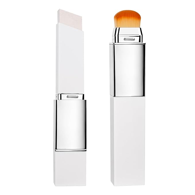 korean foundation stick with color-changing tone matching formula - lightweight cream foundation for natural finish, waterproof long-lasting face makeup with brush for all skin types (dark skin tone)