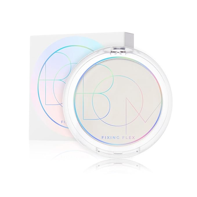 BOM COSMETICS Fixing Flex Powder Pact 0.26 oz. Long Lasting Setting Powder Makeup, Covers Pores and Fine Lines, Matte Finish Controls Oil & Sebum, Hydrating Without Dryness, Korean Makeup