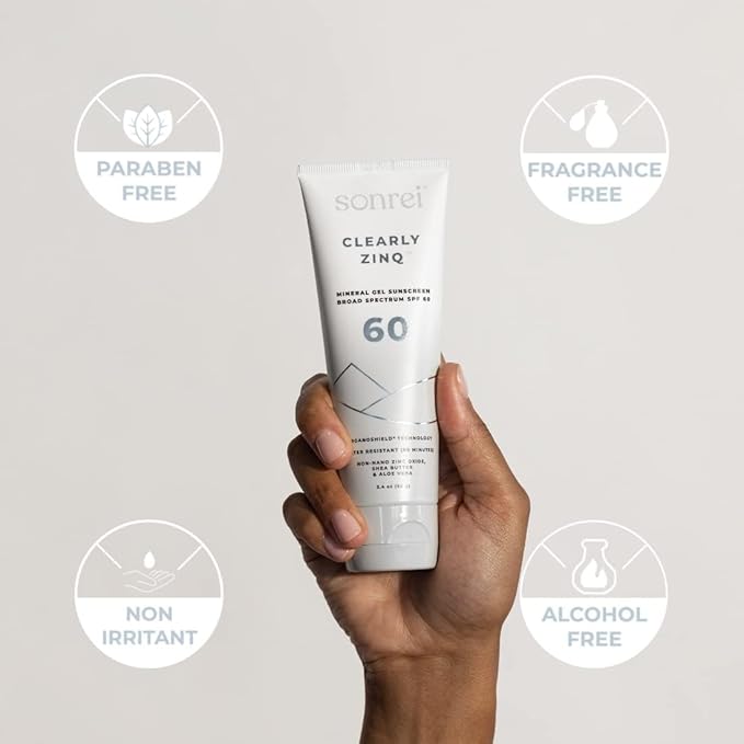 Sonrei Clearly Zinq Mineral Gel Sunscreen SPF 60 – 24% Non-Nano Zinc Oxide, Broad Spectrum UVA/UVB, Reef Safe, Vegan, Fragrance-Free, Clear Gel for Face & Body, 3.40 Fl Oz (Pack of 3)
