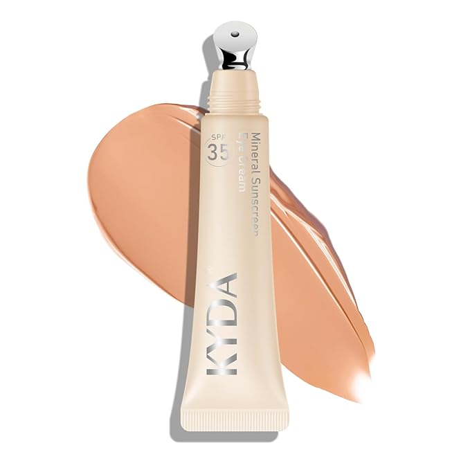 KYDA Mineral Eye Cream, Tined Eye Cream Color Corrector, 3-in-1 Anti-Aging Eye Cream for Dark Circle and Fine Lines, SPF 35, Tan