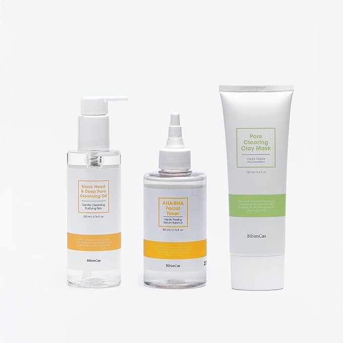 Fiddy Method 3‑Piece Pore Cleansing & Care Set – AHA‑BHA Toner, Clay Mask & Oil Cleanser for Blackhead Removal & Deep Pore Care