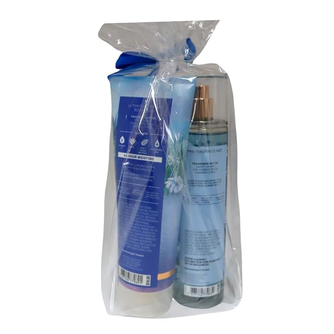 Bath & Body Works DENIM & DAISIES Mist & Body Cream 2-piece Gift Set with a Blue Bow for Holidays & Gifts