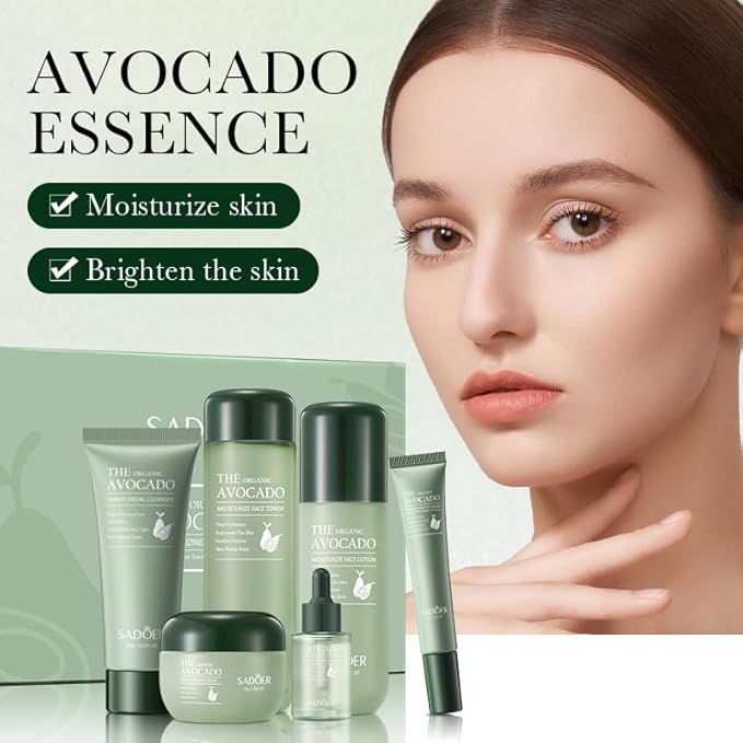Avocado Skin Care Set, Skin Care Kit with Facial Cleanser, Toner, Serum, Lotion,Cream, Eye Cream, Anti-Aging Smooth Hydrating Skin Care Kit For Women Men