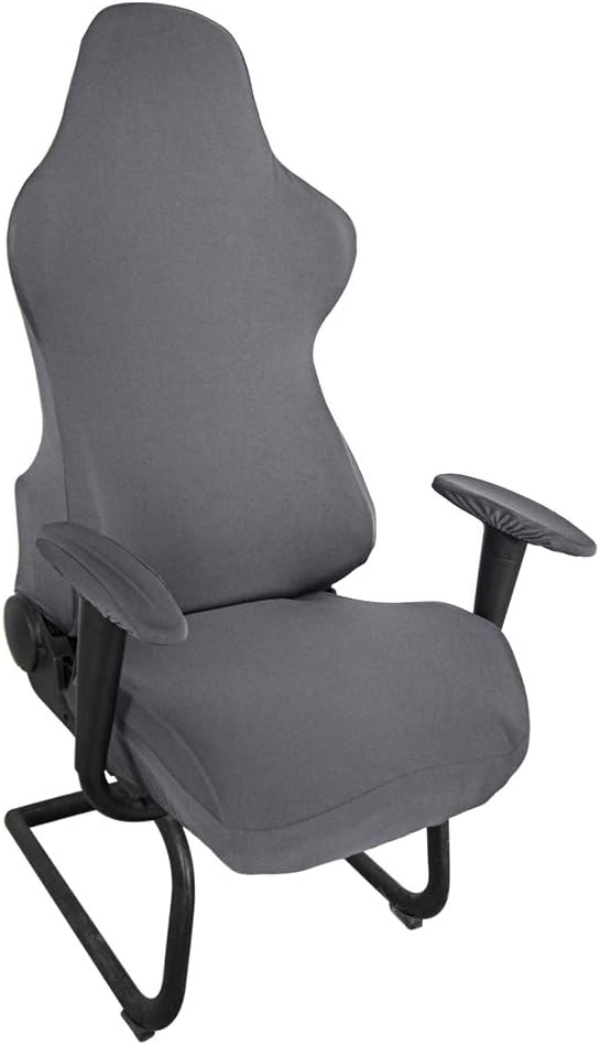BTSKY Ergonomic Office Computer Game Chair Slipcovers Stretchy Polyester Covers for Reclining Racing Gaming Gaming Chair Dark Grey(No Chair)
