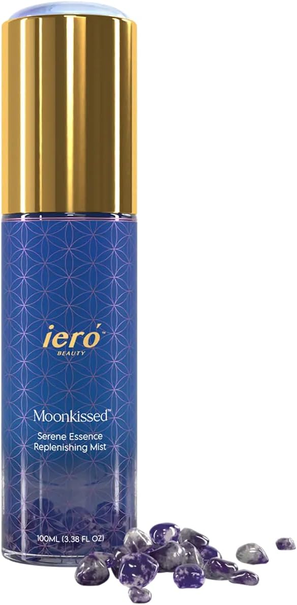 ieró Beauty Moonkissed Serene Essence Hydrating Face Mist, Lavender Chamomile Frankincense, Crystal-Infused Replenishing Facial Mist, Calming Hydrating Toner, Made in Italy — 3.38 Fl Oz